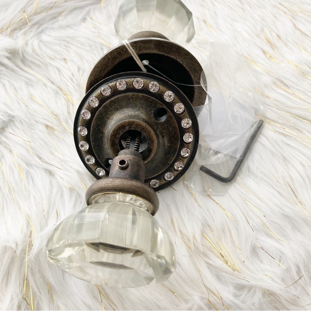 Glass Bronze Door Knob w/Diamond Accent - Picture 5 of 6